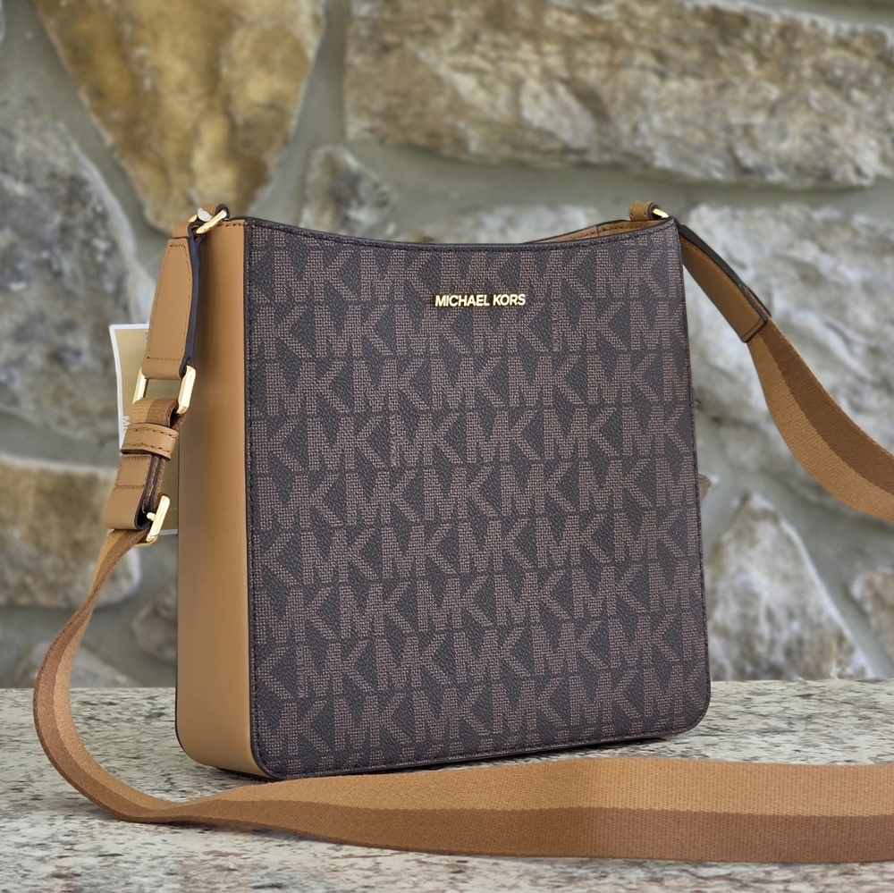 Michael Kors Jet Set Medium Logo Brown Crossbody